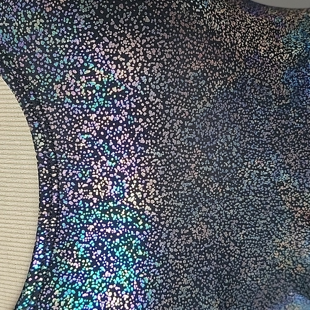 SALT LIFE NeW Black Metallic Rainbow Mermaid 80s One Piece Bathing Swim Suit M - Picture 5 of 7